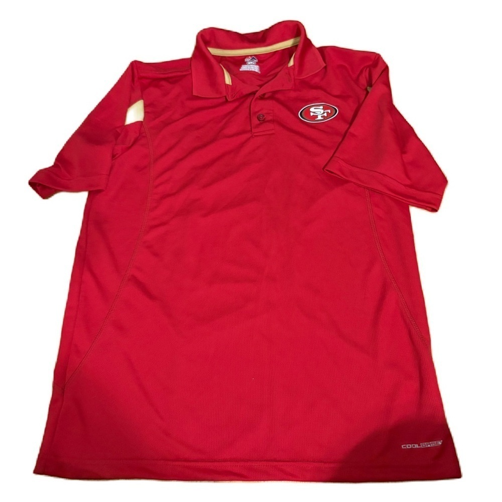 Majestic San Francisco 49ers Athletic Men's Red and Gold Polo Shirt Medium